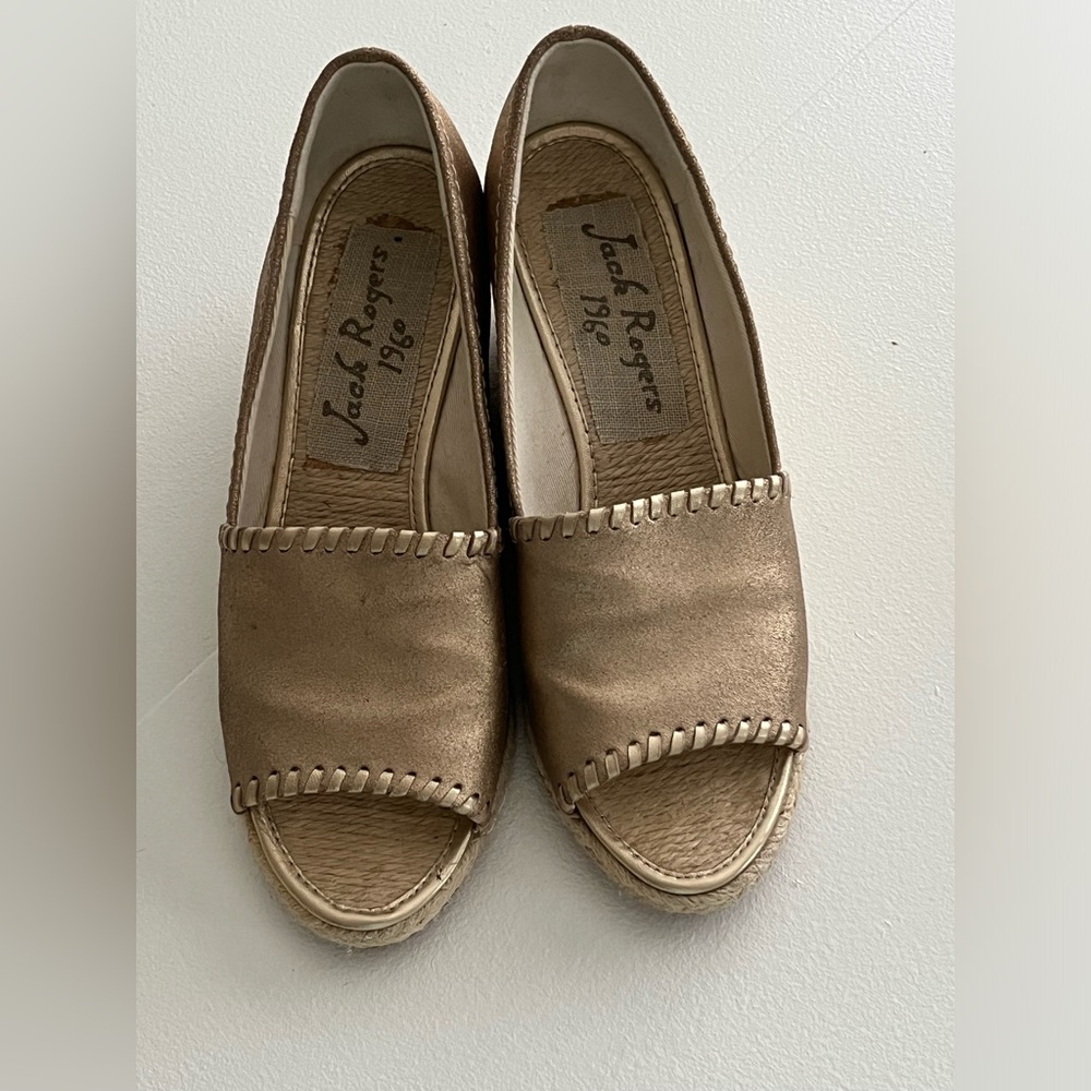 Jack Rogers Gold wedge Espadrilles